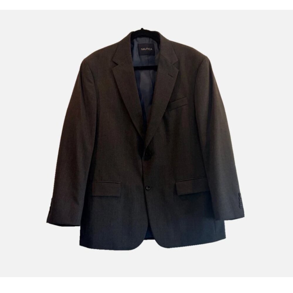 Nautica Men's Size 42R Suit Jacket Charcoal 100% Wool Classic
